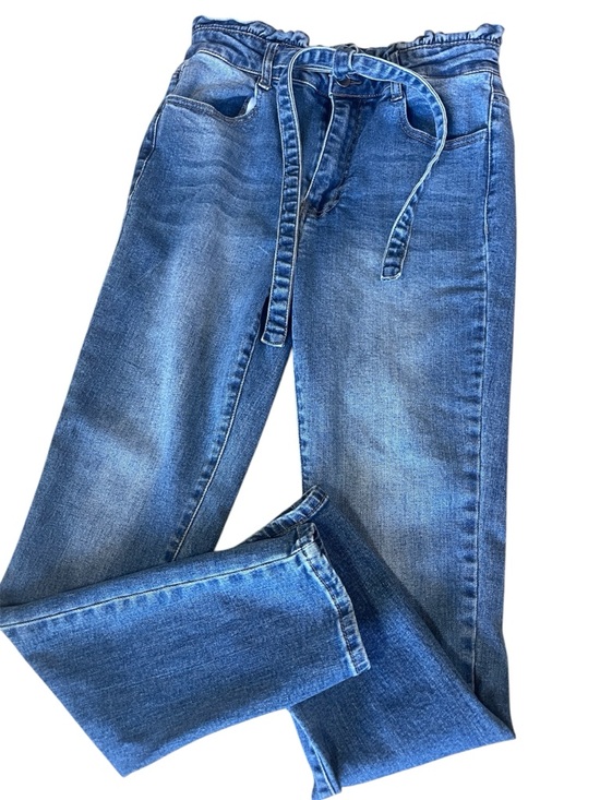 Black Label Denim - BLACK LABEL C’est Toi jeans sz 9 button zip tie front ruffle waist band
